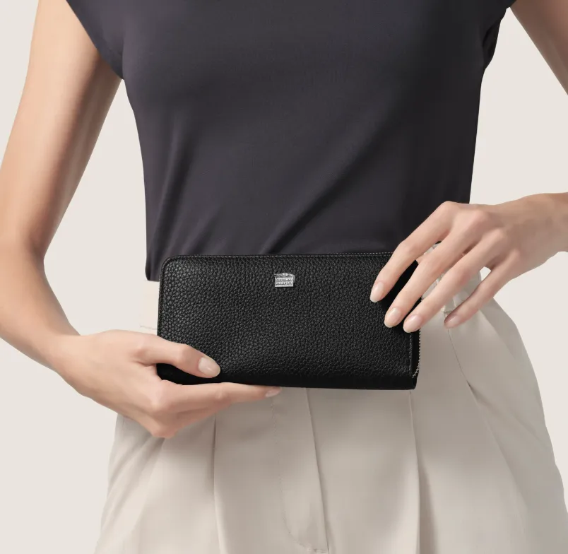 Portafoglio con Zip Grande in uso